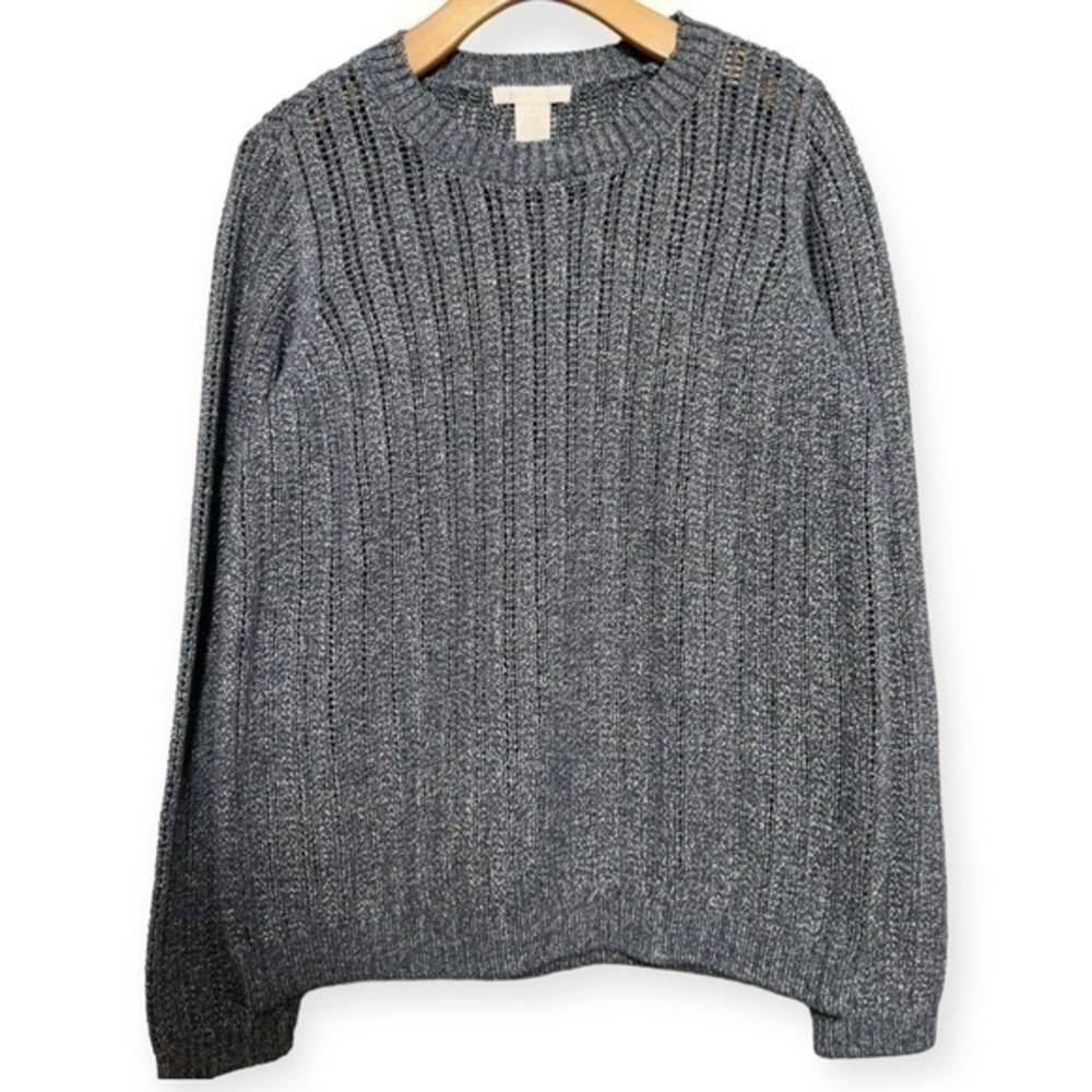 Design History Women’s Size S Grey Marled Cotton Blend Knit Crewneck Sweater
